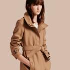 Burberry Burberry Technical Wool Cashmere Funnel Neck Coat, Size: 14, Brown
