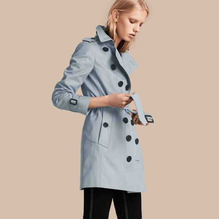 Burberry Burberry Cotton Gabardine Trench Coat, Size: 04, Blue