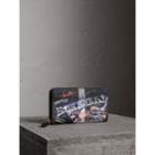 Burberry Burberry Doodle Print Coated Canvas Ziparound Wallet, Black