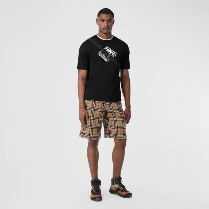 Burberry Burberry Check Merino Wool Drawcord Shorts, Beige