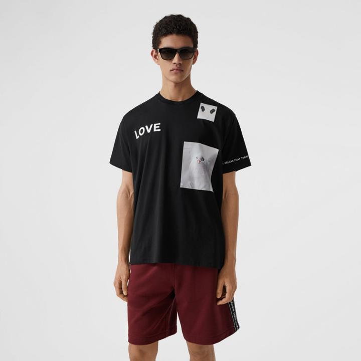 Burberry Burberry Montage Print Cotton T-shirt, Black