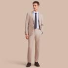 Burberry Burberry Modern Fit Cotton Linen Striped Shirt, Size: 15.75, Blue