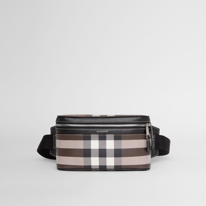 Burberry Burberry Check Print Leather Cube Bum Bag, Brown