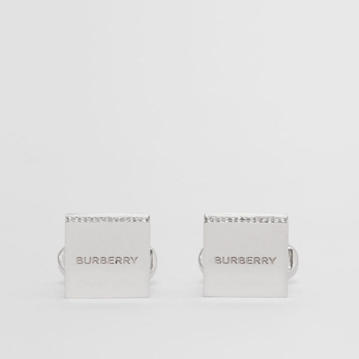 Burberry Burberry Crystal Detail Palladium-plated Cufflinks