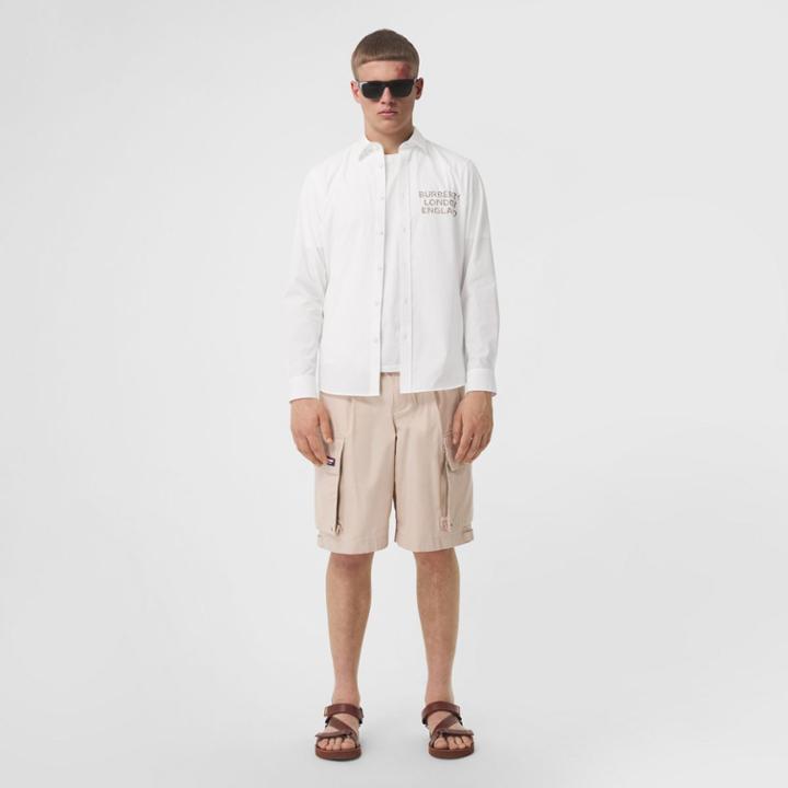 Burberry Burberry Logo Appliqu Stretch Cotton Poplin Shirt