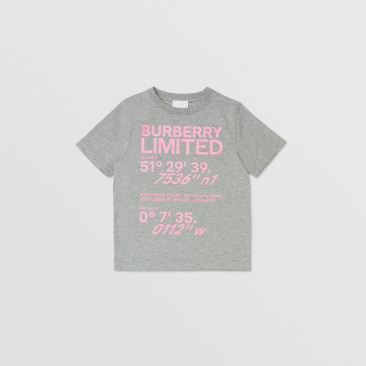 Burberry Burberry Childrens Coordinates Print Cotton T-shirt, Size: 14y, Grey