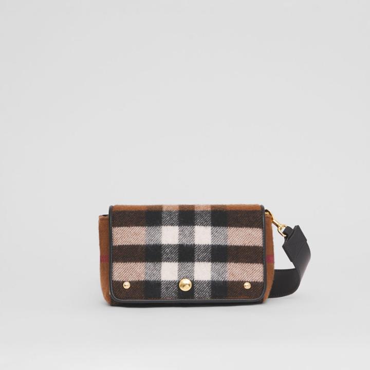 Burberry Burberry Small Check Cashmere Crossbody Bag