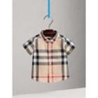 Burberry Burberry Check Cotton Twill Shirt, Size: 18m, Beige