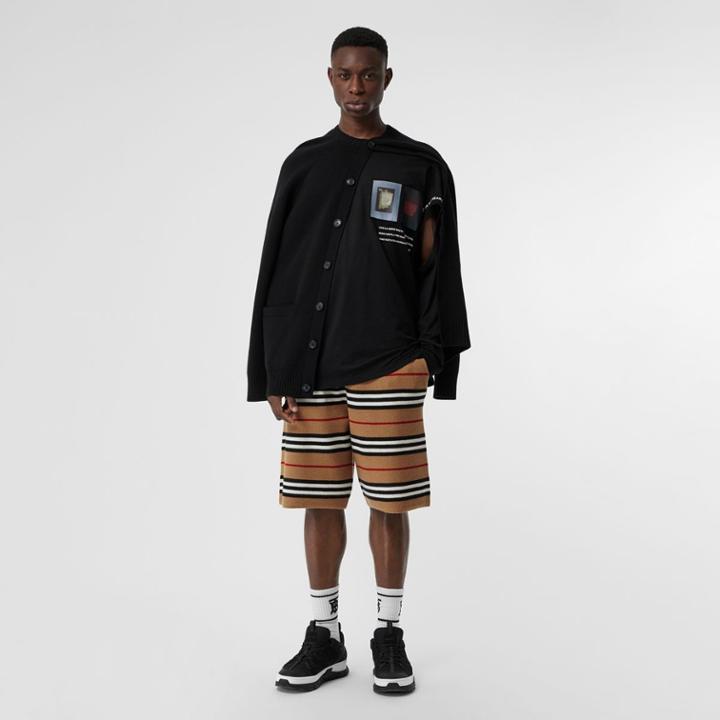 Burberry Burberry Monogram Motif Merino Wool Drawcord Shorts, Beige