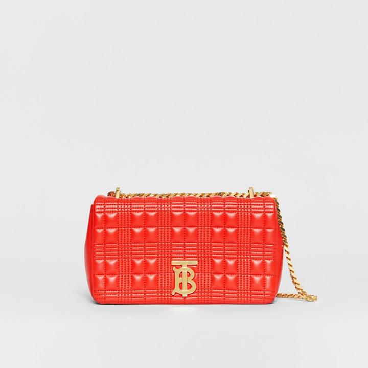Burberry Burberry Small Quilted Check Lambskin Lola Bag, Red