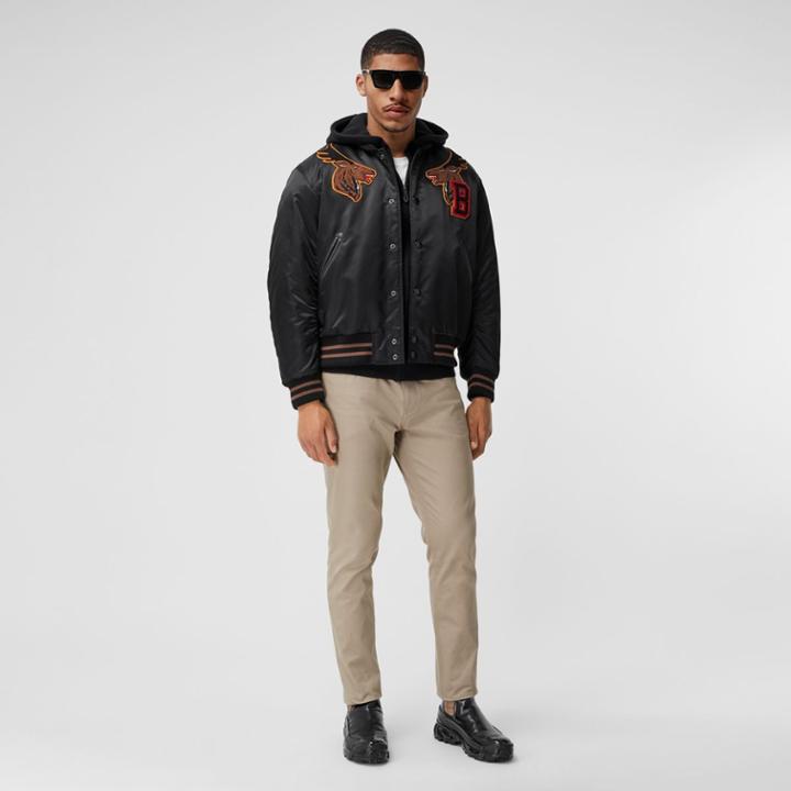 Burberry Burberry Varsity Graphic Satin Bomber Jacket, Size: Xs