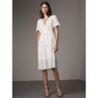 Burberry Burberry Pleated Georgette Wrap Dress, Size: 04, White