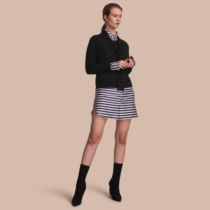 Burberry Burberry Neck Tie Cashmere Sweater, Size: Xl, Black