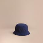 Burberry Burberry Check Detail Bucket Hat, Size: S, Blue