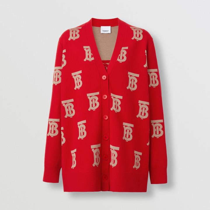 Burberry Burberry Monogram Wool Silk Blend Oversized Cardigan, Size: Xl