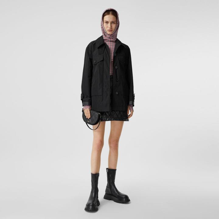 Burberry Burberry Shape-memory Taffeta Belted Jacket, Size: 06, Black