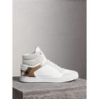 Burberry Burberry Leather And House Check High-top Sneakers, Size: 41, White