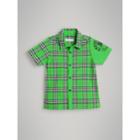 Burberry Burberry Short-sleeve Archive Logo Detail Check Cotton Shirt, Size: 4y, Green