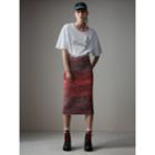 Burberry Burberry Cashmere Cotton Wool Blend Moulin Skirt, Red