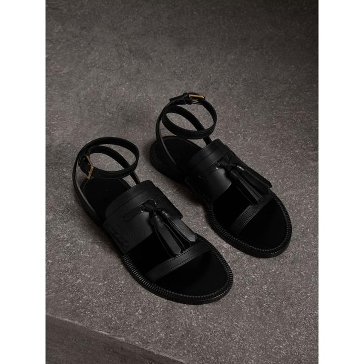 Burberry Burberry Tasselled Leather Sandals, Size: 35