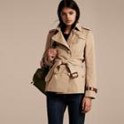 Burberry Leather Detail Cotton Gabardine Trench Jacket