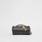 Burberry Burberry The Kingdom Motif Leather Barrel Bag, Black