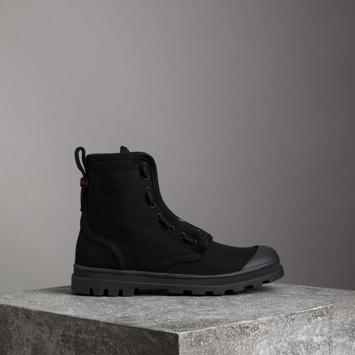 Burberry Burberry Zipped Cotton Canvas Boots, Size: 41