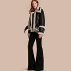 Burberry Shearling Aviator Jacket With Oversize Buckles