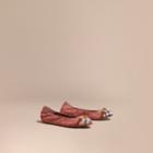 Burberry Burberry Check Detail Suede Ballerinas, Size: 35, Pink