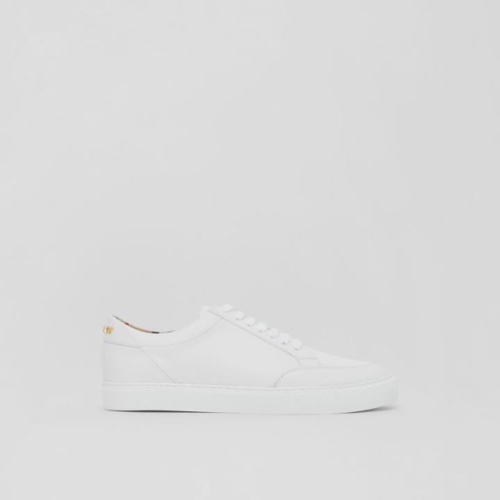 Burberry Burberry Logo Detail Leather Sneakers, Size: 36.5