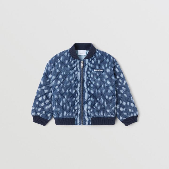 Burberry Burberry Childrens Deer Print Quilted Denim Bomber Jacket, Size: 10y