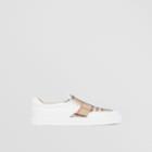Burberry Burberry Leather And Vintage Check Slip-on Sneakers, Size: 35.5