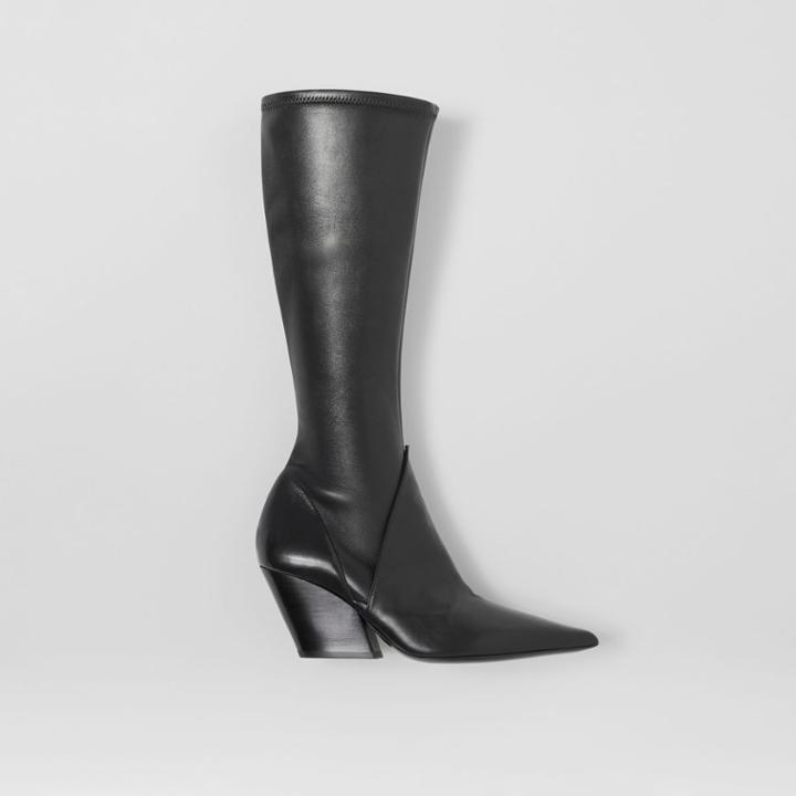 Burberry Burberry Panelled Lambskin Knee-high Boots, Size: 38, Black