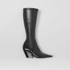 Burberry Burberry Panelled Lambskin Knee-high Boots, Size: 38, Black