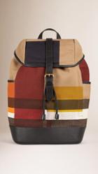 Burberry Colour Block Canvas Check Backpack
