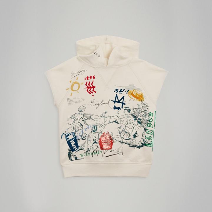 Burberry Burberry Adventure Print Cotton Sleeveless Hoodie, Size: 12y, White