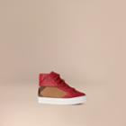 Burberry Burberry Leather And House Check High-top Trainers, Size: 8, Red