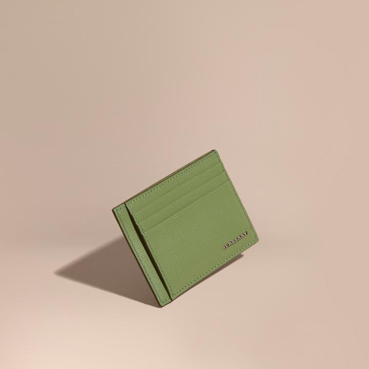 Burberry Burberry London Leather Money Clip Card Case, Green