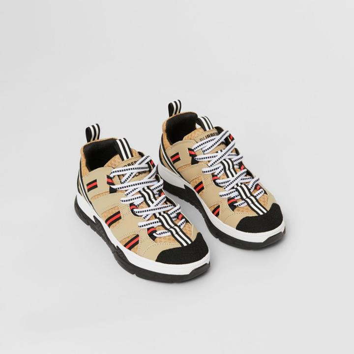 Burberry Burberry Childrens Nubuck And Mesh Union Sneakers, Size: 27, Beige