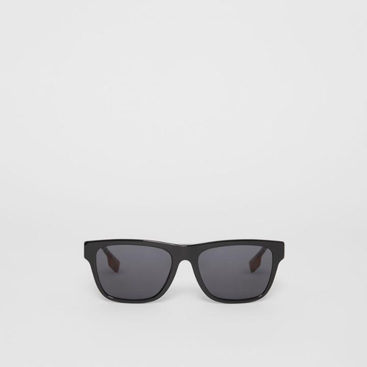 Burberry Burberry Vintage Check Detail Square Frame Sunglasses, Grey