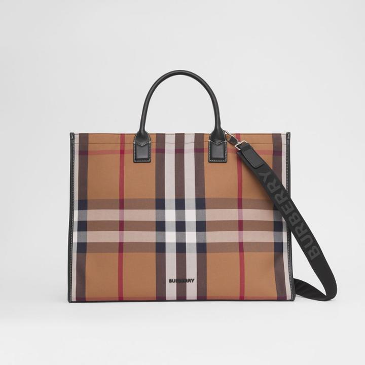 Burberry Burberry Check Cotton Canvas Tote