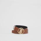 Burberry Burberry Monogram Motif Topstitched Leather Belt, Size: 90, Brown