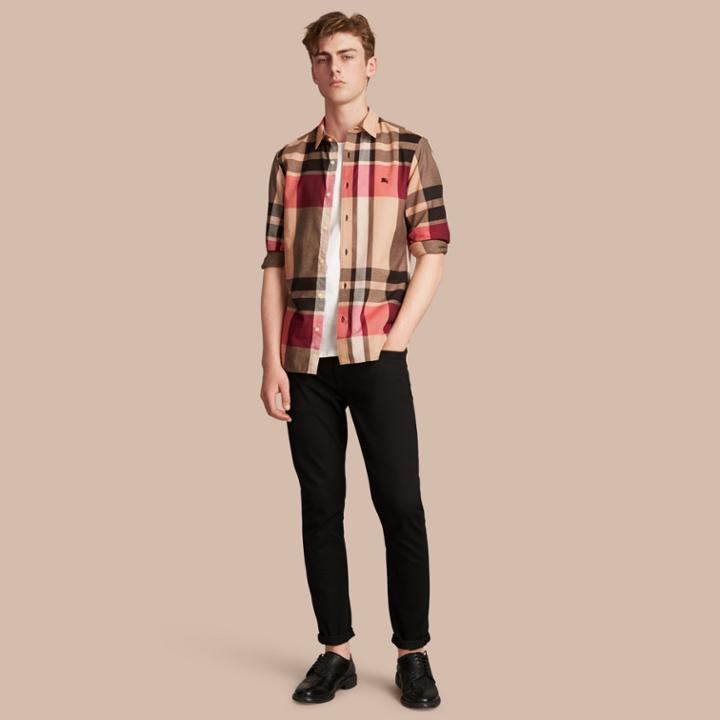 Burberry Burberry Check Cotton Linen Shirt, Brown