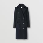 Burberry Burberry Embroidered Cuff Wool Pea Coat, Size: 0