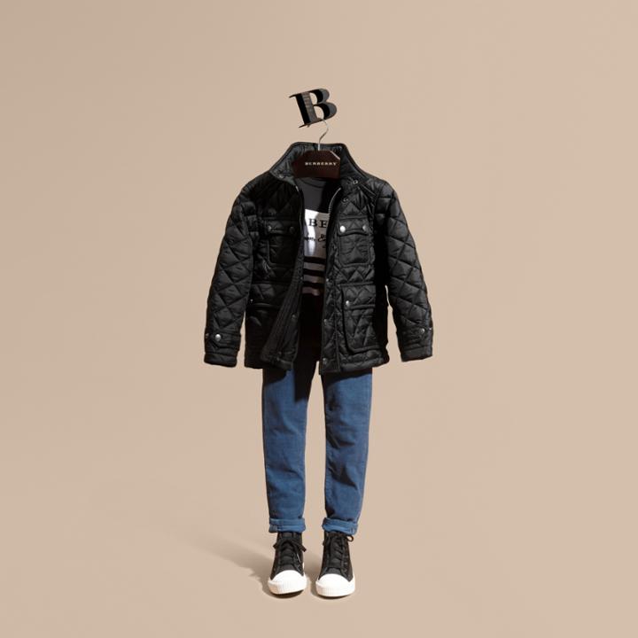 Burberry Burberry Diamond Quilted Field Jacket, Size: 4y, Black