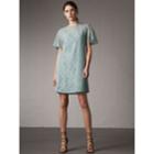Burberry Burberry Flare-sleeve Check Lace Shift Dress, Size: 04, Blue