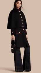 Burberry Military Detail Wool Cashmere Cape Coat