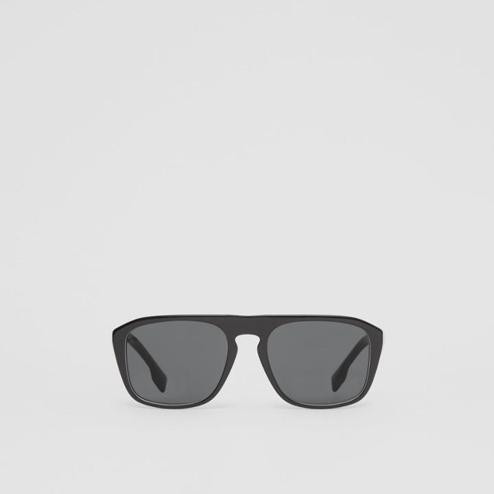 Burberry Burberry Icon Stripe Detail Square Frame Sunglasses, Black