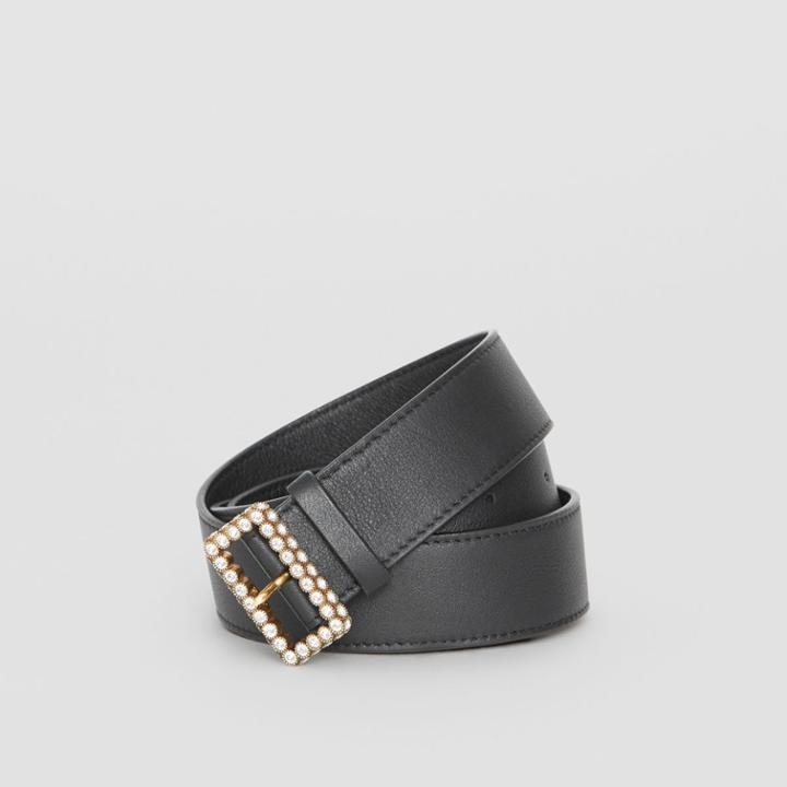 Burberry Burberry Leather Belt With Crystal Buckle, Black