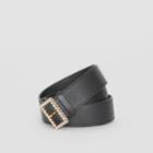 Burberry Burberry Leather Belt With Crystal Buckle, Black